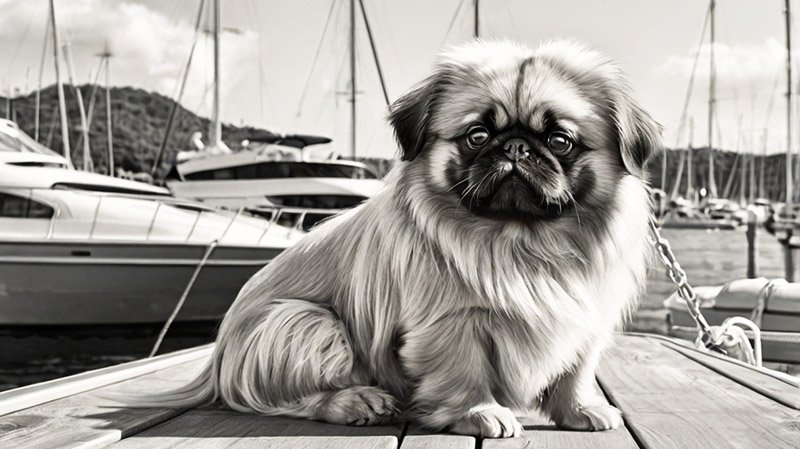 old Pekingese on port