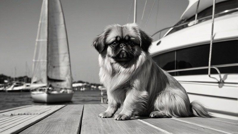 Pekingese on yacht