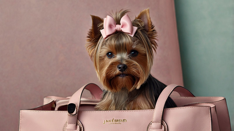 Yorkshire Terrier Sitting in a Bag. Image for the article "Yorkshire Terrier Names"