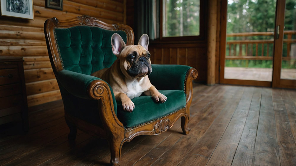 French Bulldog on a Green Chair