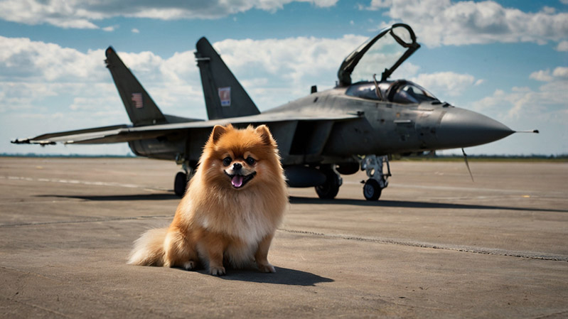 A Pomeranian on the runway. Specially for the article 