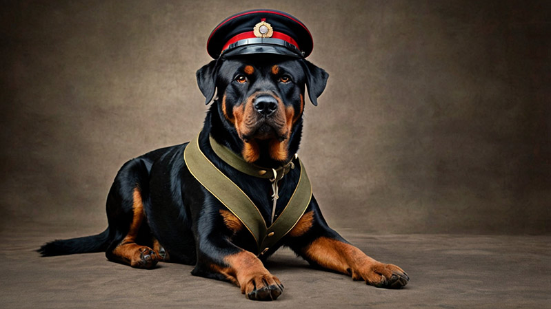 Rottweil in military uniform. Especially for the article 