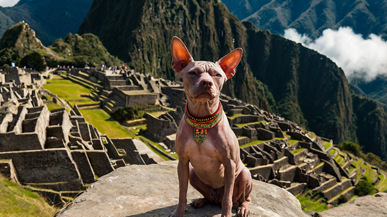 Xoloitzcuintli in machu picchu. Aztec Dog Names