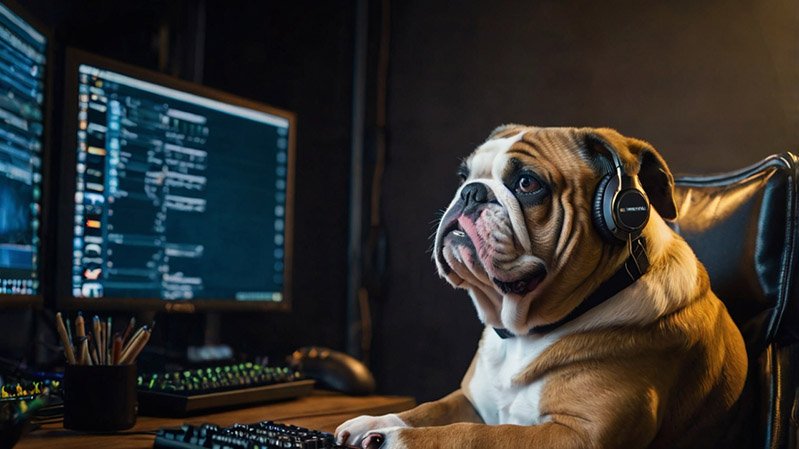 English bulldog like a gamer. From article 