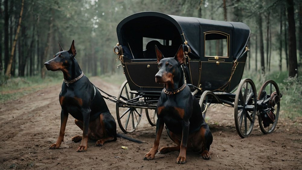 two black dobermans