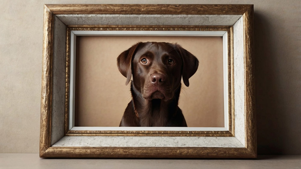 A cute old chocolate Labrador