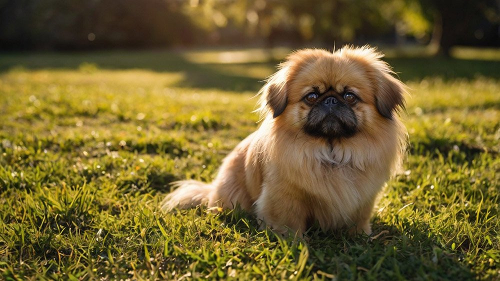 Yellow Pekignesse on sun