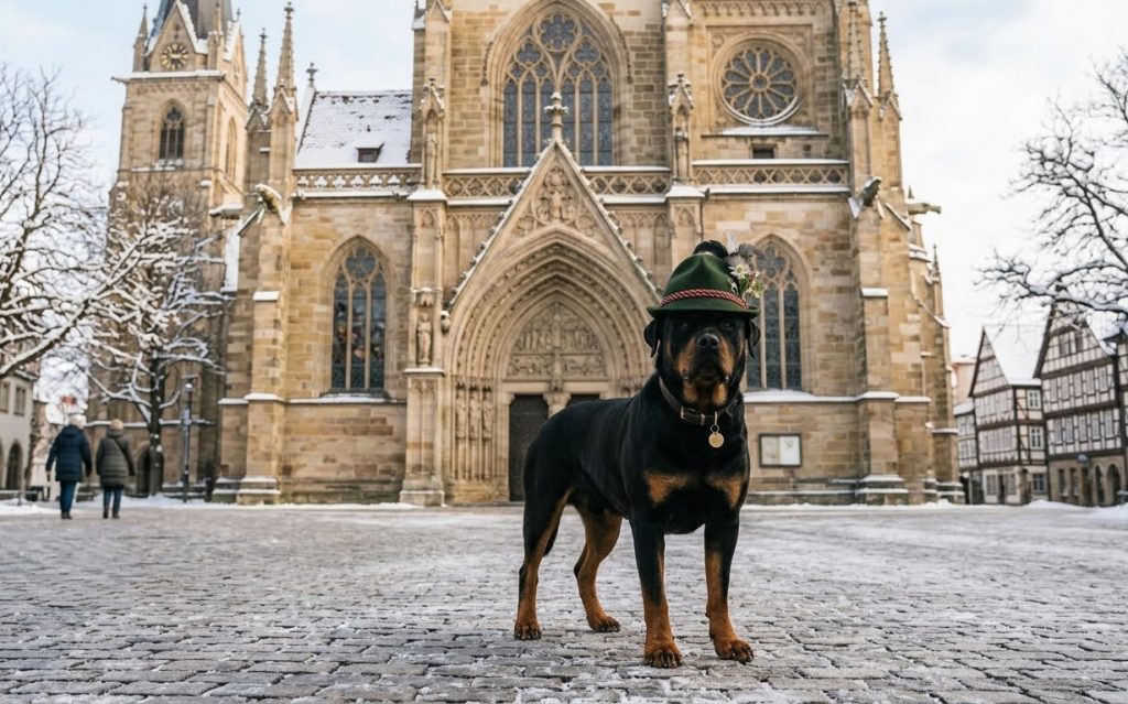 German Rottweiler on the street